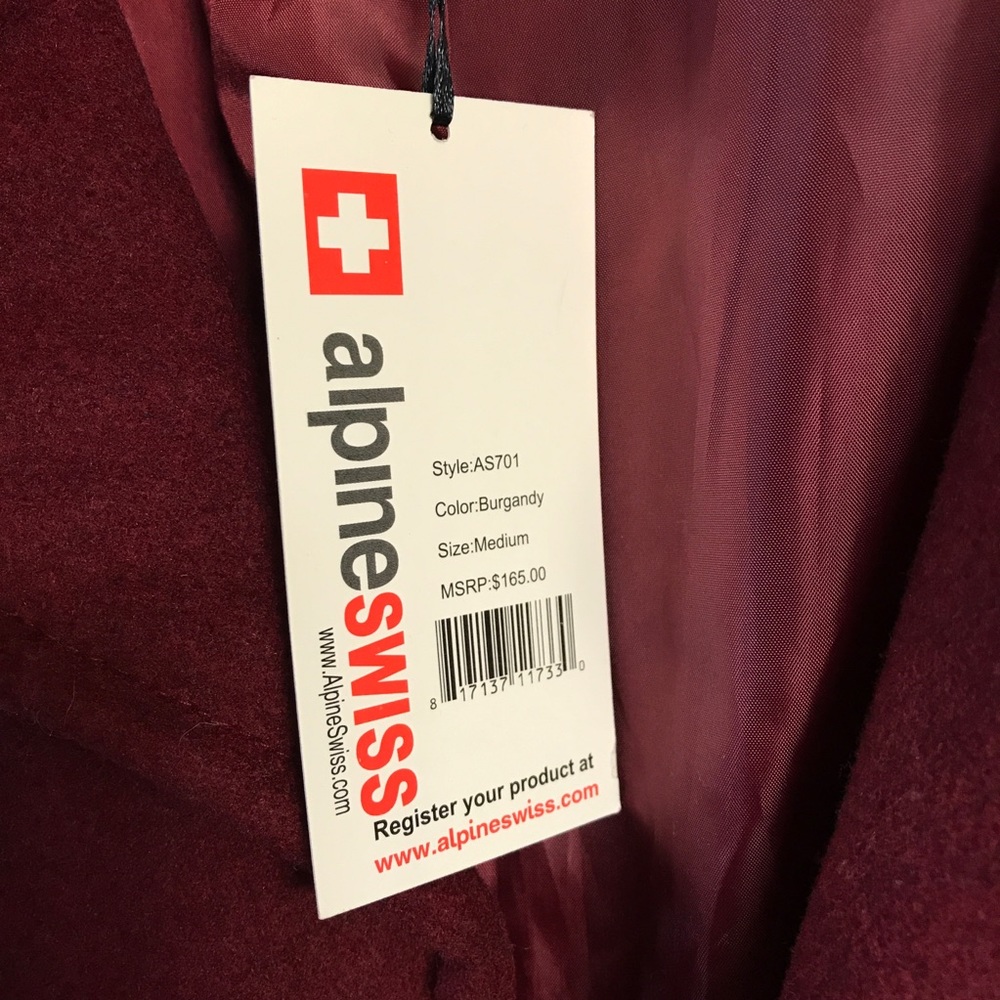 NWT Alpine Swiss Burgundy Trench Coat (Medium) - Picture 7 of 8